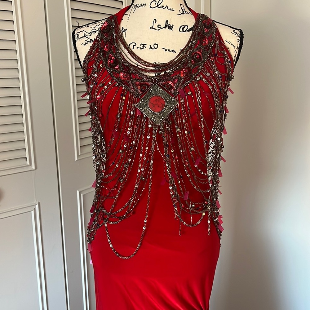 Vintage designer Hot red dress